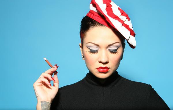 smoking ruby red lips